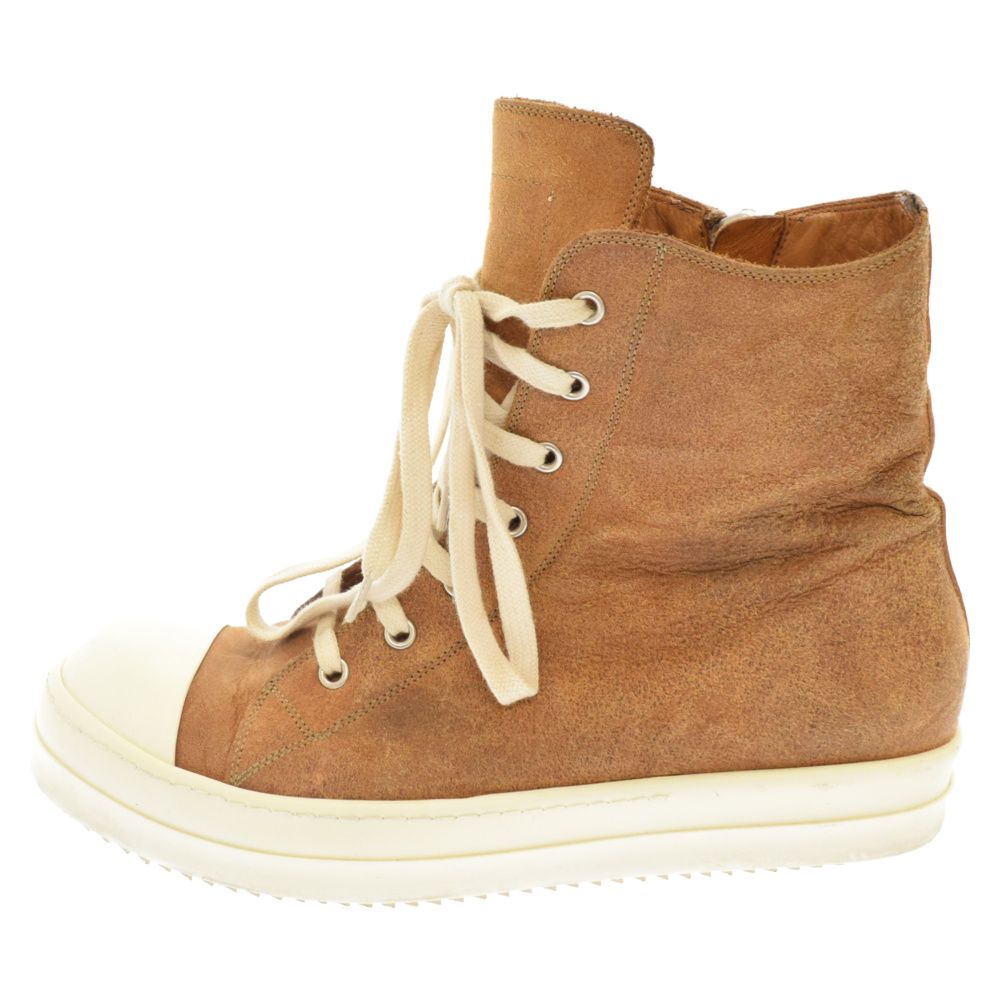 Rick Owens リックオウエンス RAMONES ラモーンズ スウェードレザーハイカットスニーカー サイドジップ ブラウン Rick Owens (リックオウエンス) RAMONES ラモーンズ スウェードレザー