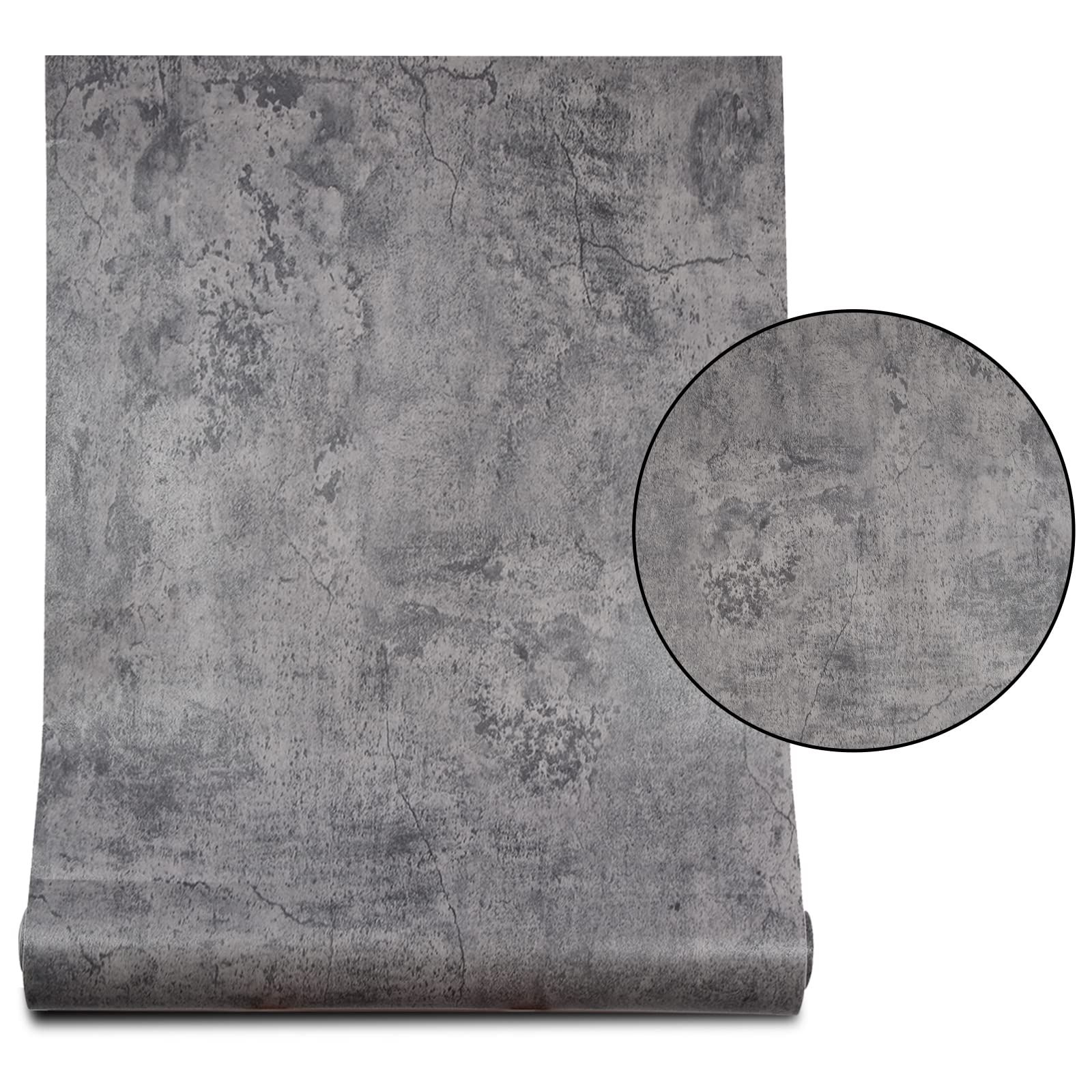 W B D適格請求書発行 壁紙 コンクリート 壁紙シール リメイクシート 厚手 シワになりにくい 透けない 幅60 cm 貼りやすい リアルな質感 はがせる壁紙 女性一人でもOK 無臭無毒 防水防汚 cmｘ20 m ダークグレ