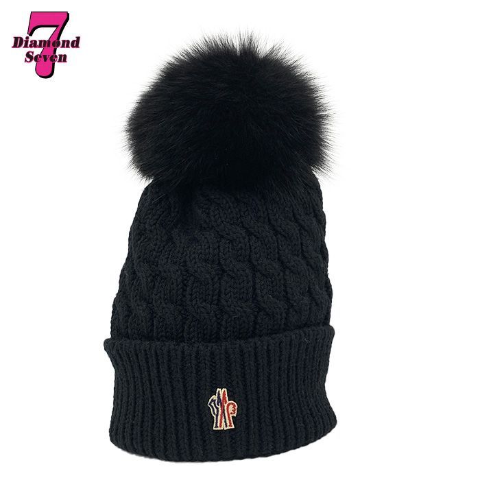 中古】【美品】MONCLER モンクレール ロゴ ワッペン ニットキャップ