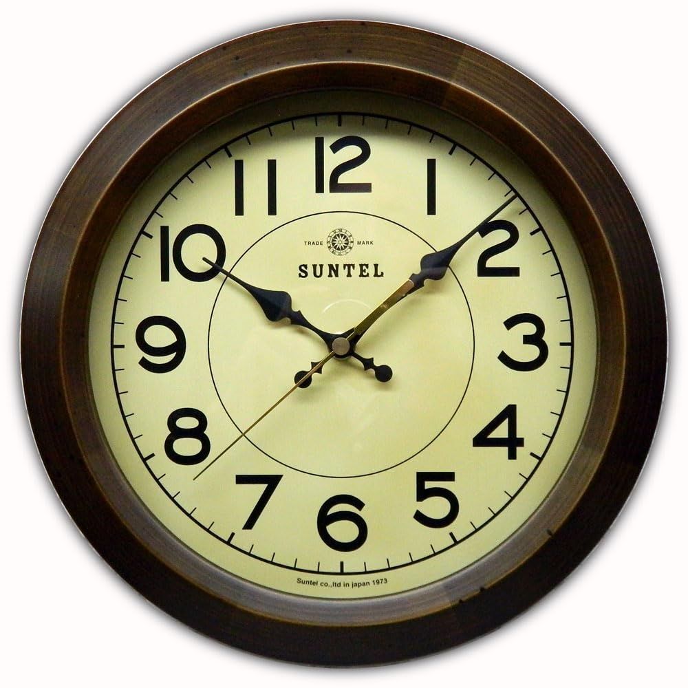 レトロ サークル 電波掛け時計 日本製 アンティークブラウン さんてる DQL682AN