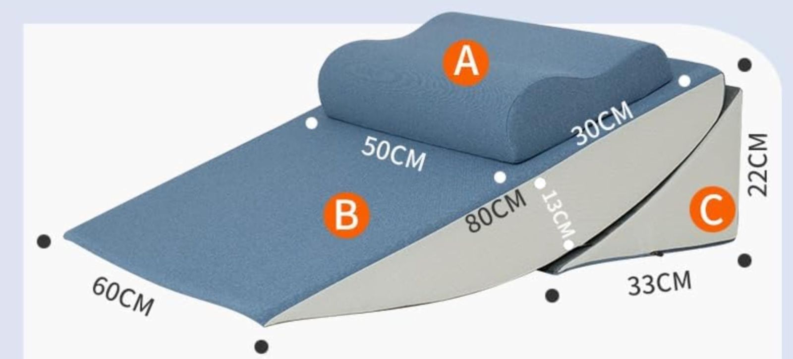 Hufgiud良性発作性頭位めまい症 枕 逆流性食道炎 逆流性食道炎枕 三角枕 傾斜枕 術後用ウェッジ枕 ンチ エクストラロング枕ウェッジ 胃酸逆流 首 背中 腰サポート体にフィット 腰クッション 読書用 妊婦用 お年寄り 老人用 グレー腰パッド付き