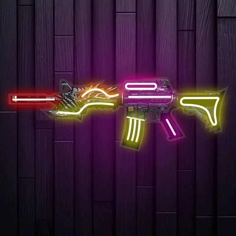 New最安値セール】 AK47型看板 LEDネオンサイン ・レトロ