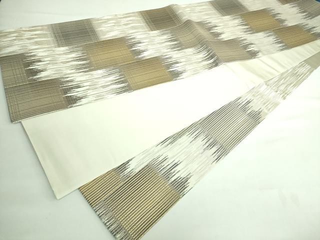 平和屋本店□極上 西陣の名門 加納幸謹製 六通柄袋帯 変わり市松