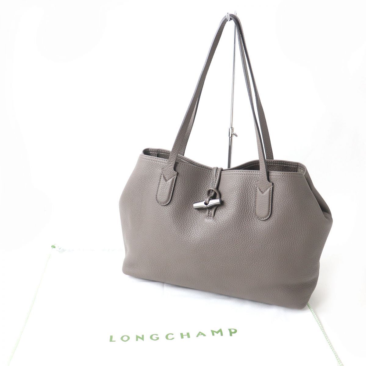 極美品△定価93,500円 LONGCHAMP ロンシャン ROSEAU ESSENTIAL ロゾ エッセンシャル レザー トートバッグ グレー  レディース 保存袋付き◎ - メルカリ