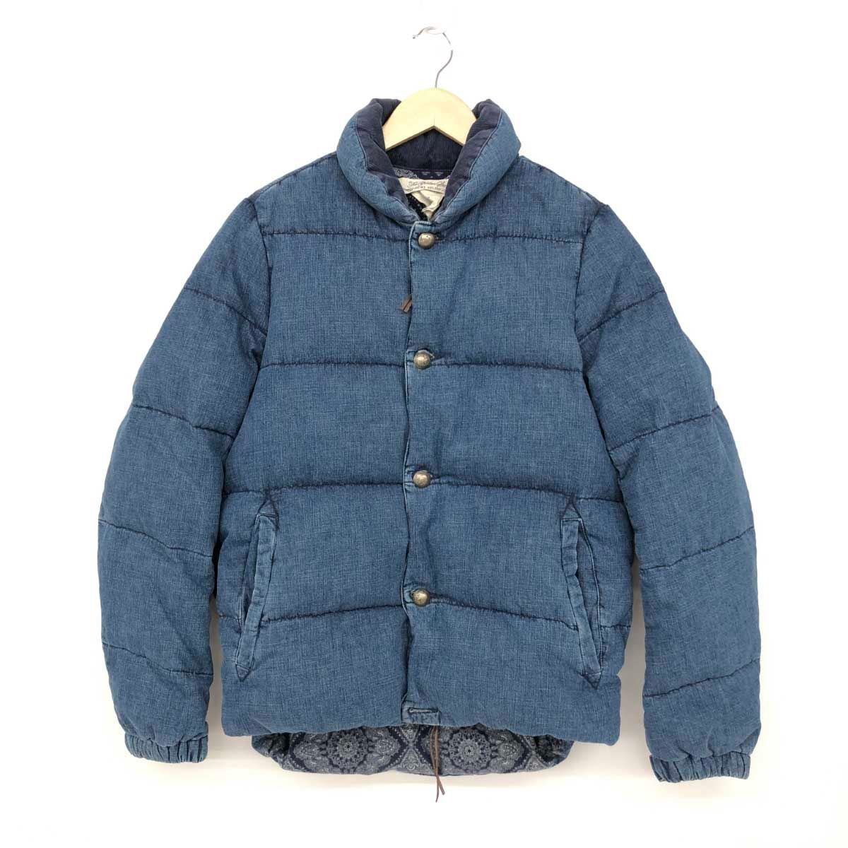 REMI RELIEF レミレリーフ  デニムダウンジャケット Mサイズ  ブルー コットン×ダウン メンズ コンチョ釦 裏地ペイズリー　240002216012
