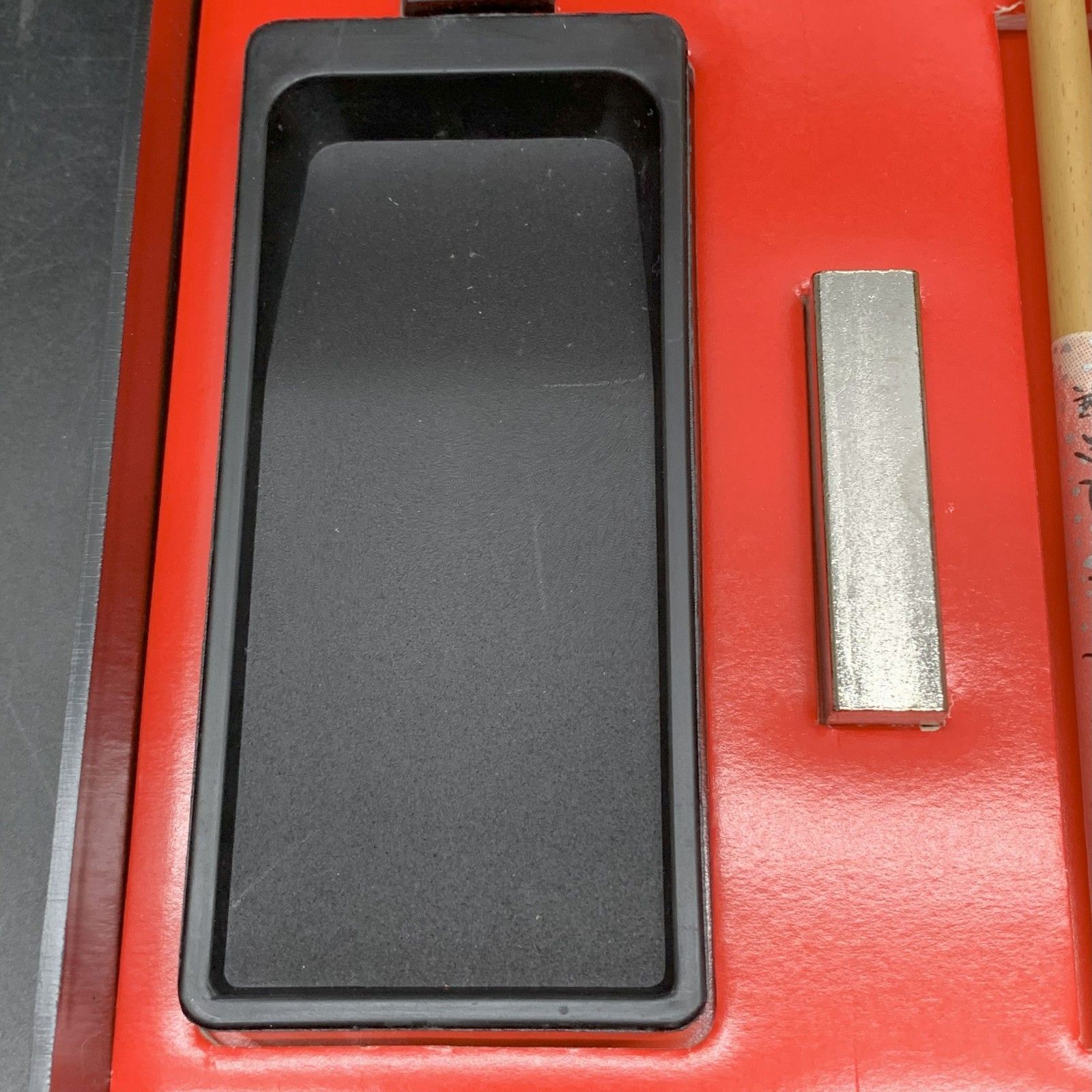 Z268 未使用保管品 重峰 漆器 ミニ書道セット 書道具 硯 墨 書道