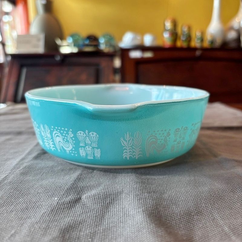 Pyrex オールドパイレックス バタープリント キャセロール φ15.5cm USA
