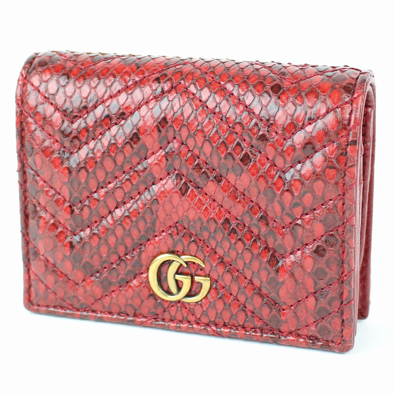 グッチ GUCCI ＧＧマーモント ウォレット パイソン 蛇 レッド 財布 新品 - メルカリ