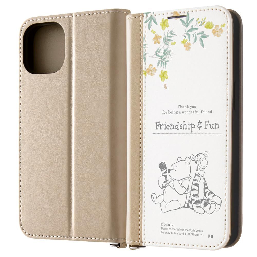 【新着商品】ケース 15 ディズニー 手帳型レザーケース iPhone Noble イングレム プーとティガー_ノート風