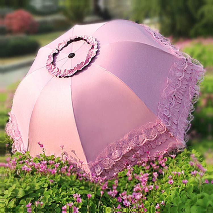 【美品】サンバリア100 日傘 ピンク　フリル Mサイズ フリル / | 完全遮光日傘｜サンバリア100