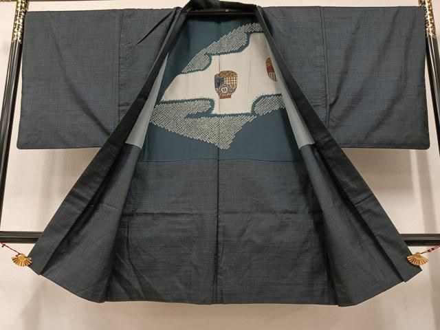 平和屋着物○男性 本場大島紬 アンサンブル 100亀甲 総詰め 正絹 逸品