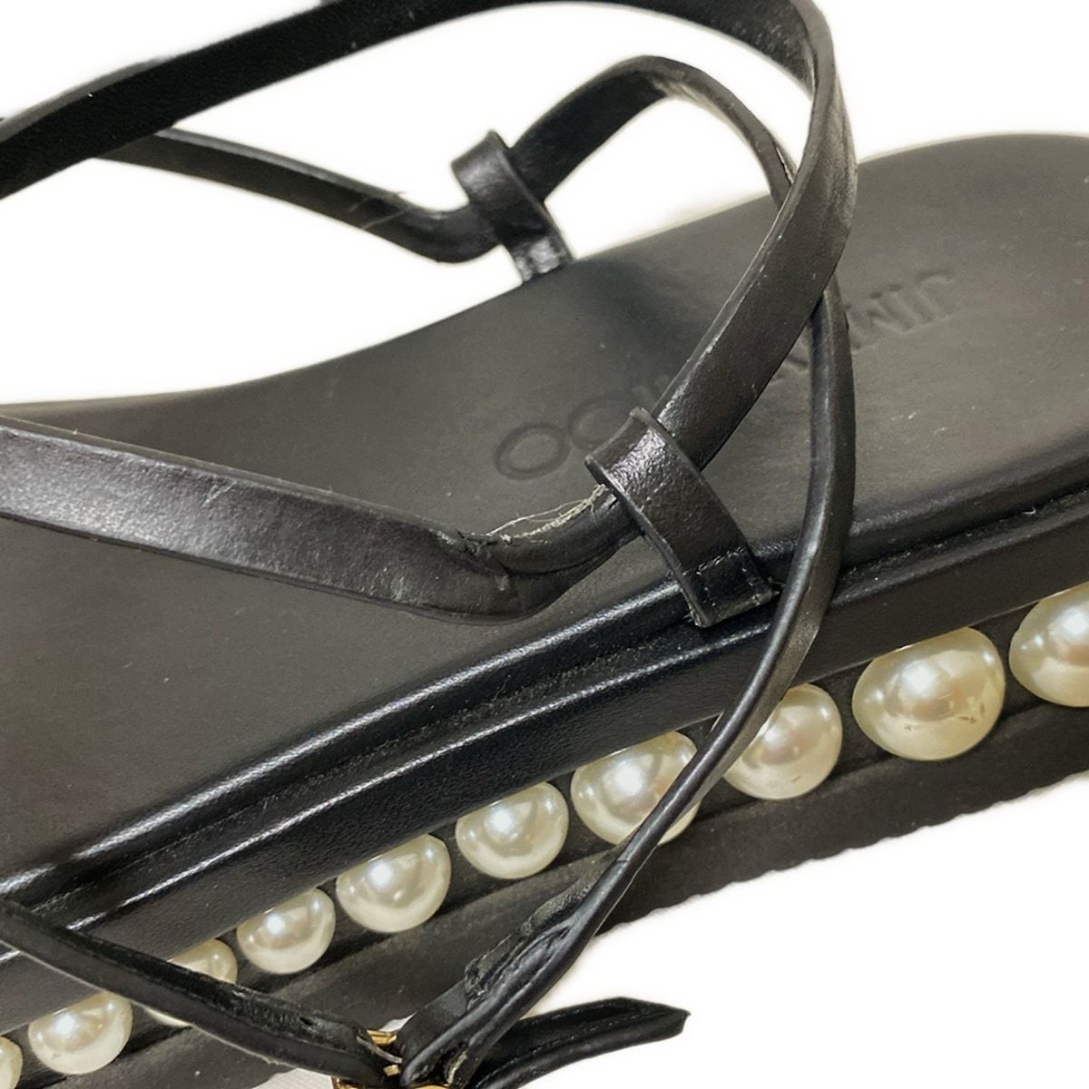 JIMMY CHOO(ジミーチュウ) サンダル 38 レディース - 黒 パール