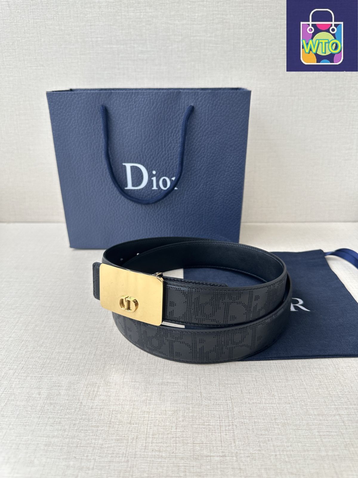 【迅速発送】DIOR ディオール ベルト EUR80 Christian Dior クリスチャンディオール Saddle Belt 80 ロゴ