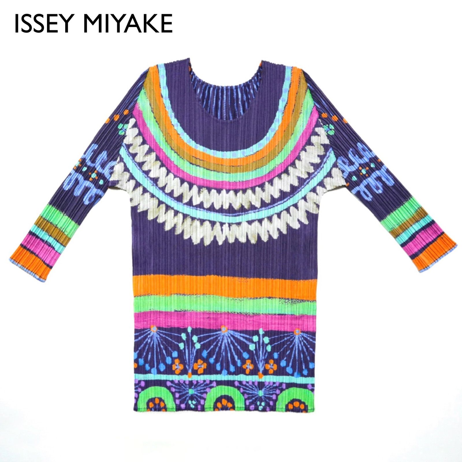 cD91 PLEATS PLEASE ISSEY MIYAKE 16AW 花火 総柄 プリーツ カットソー レディース JPN 3 プリーツプリーズイッセイミヤケ