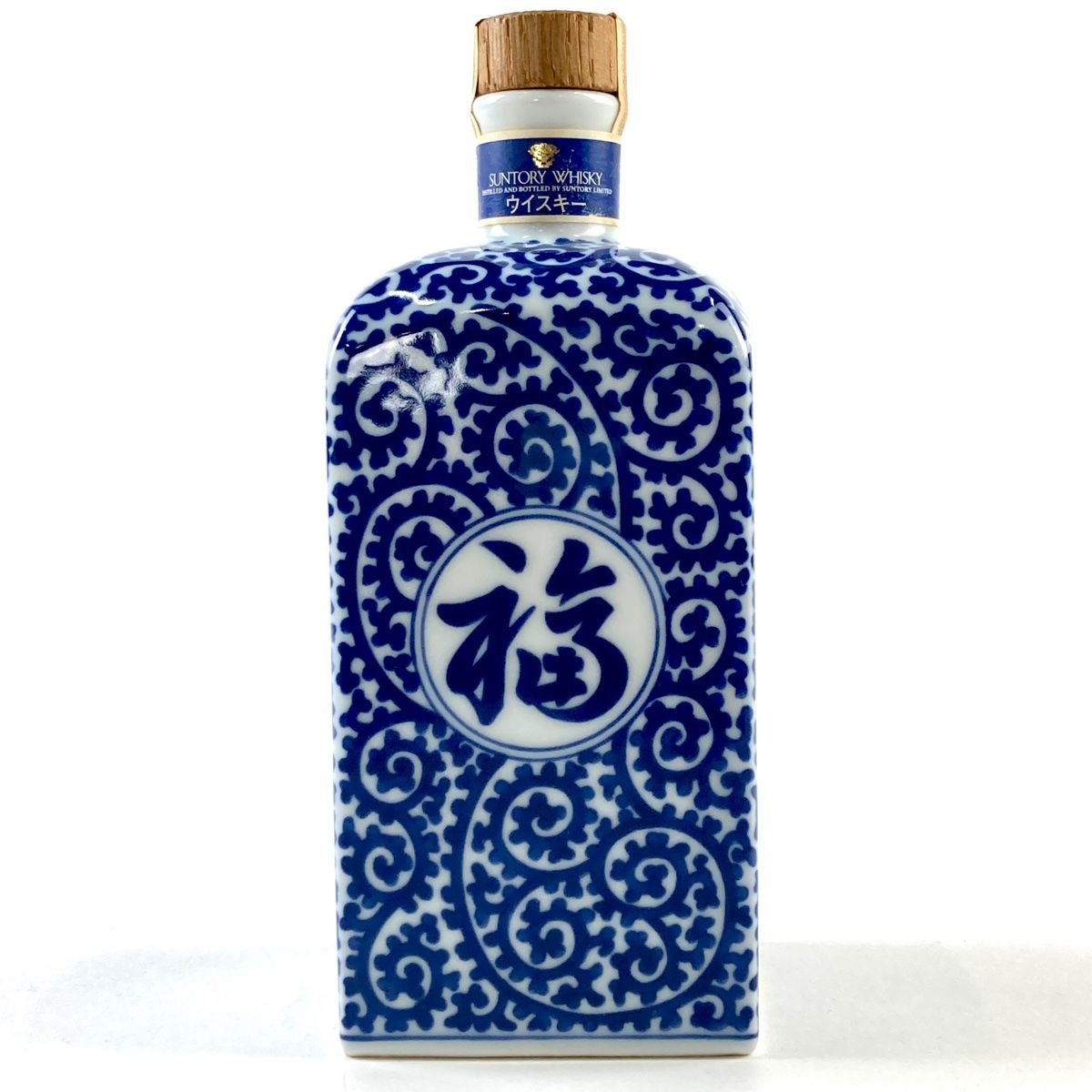 【東京都内限定発送】 サントリー SUNTORY 山崎 12年 有田焼 染付蛸唐草 福 文角瓶 600ml 国産ウイスキー 【古酒】