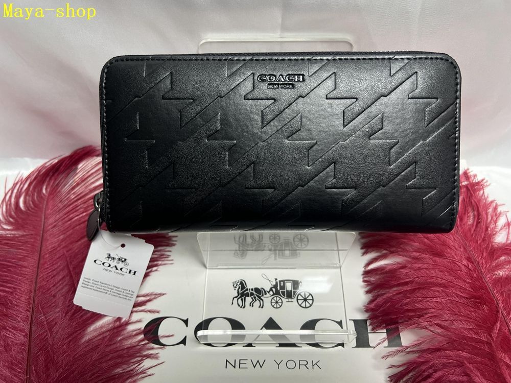 COACH 長財布 コーチ 財布 メンズ ファッション 財布 ラウンドファスナーアコーデオンジップ アラウンド  ハウンドトゥース プレゼント 贈り物 吉日 ギフト 敬老の日 新品未使用 ブランドC178 F74881 12