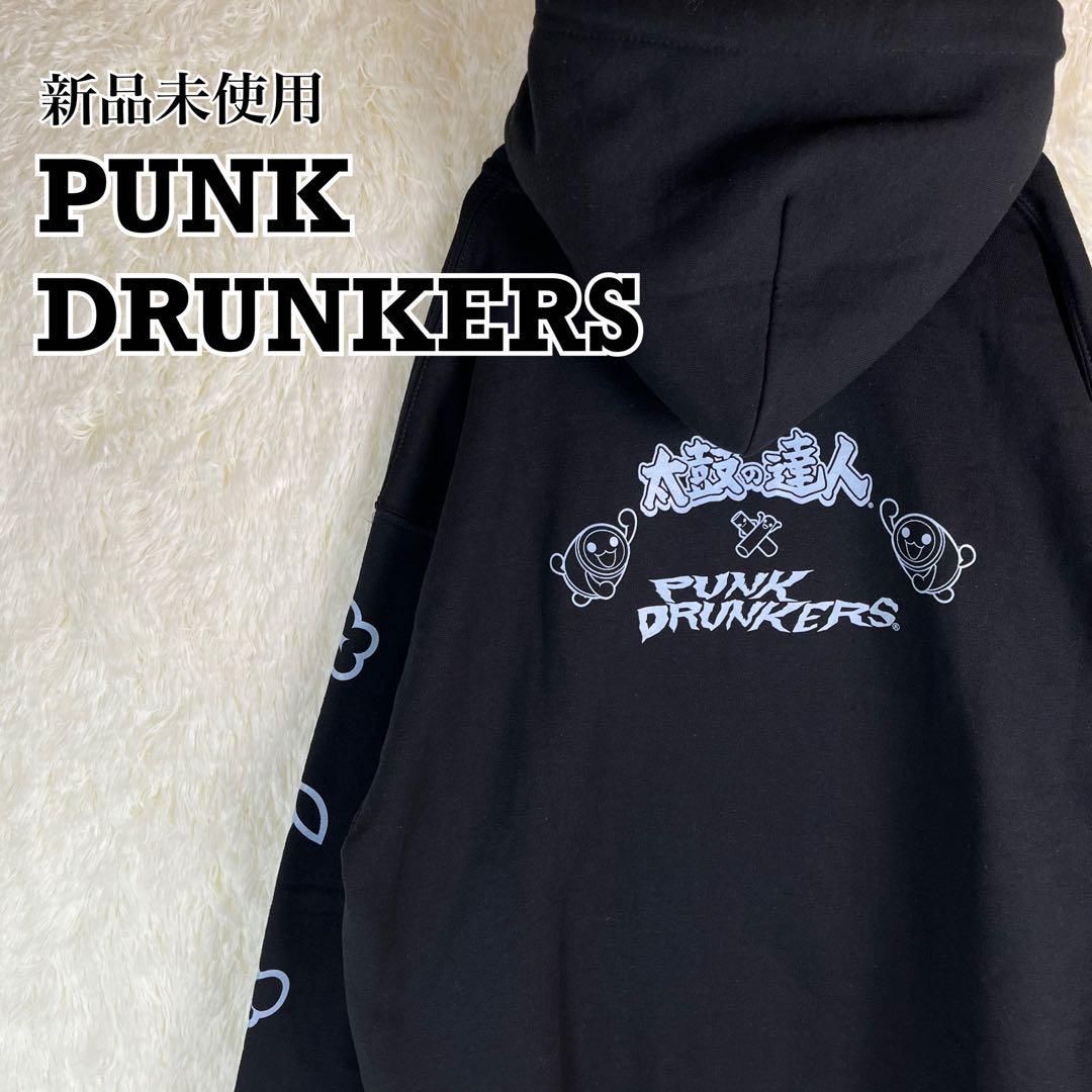 新品未使用 PUNK DRUNKERS 太鼓の達人 パーカー 刺繍 ブラック
