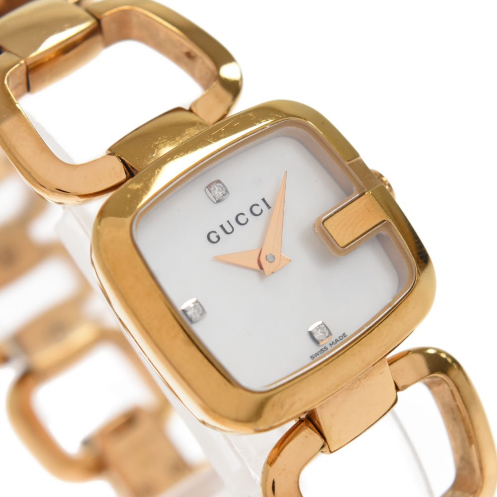 【美品・電池新品】GUCCI 125.5 Gコレクション シェル 3Pダイヤ 美品・電池新品】GUCCI 125.5 Gコレクション シェル 3Pダイヤ