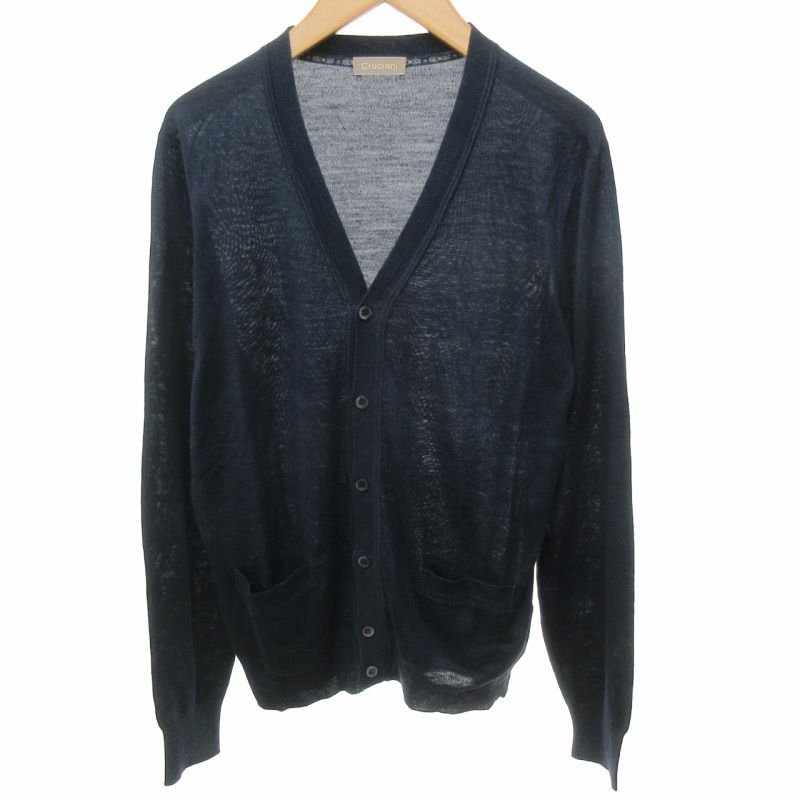 美品 Cruciani クルチアーニ ニット カーディガン コットン 黄緑系 50 