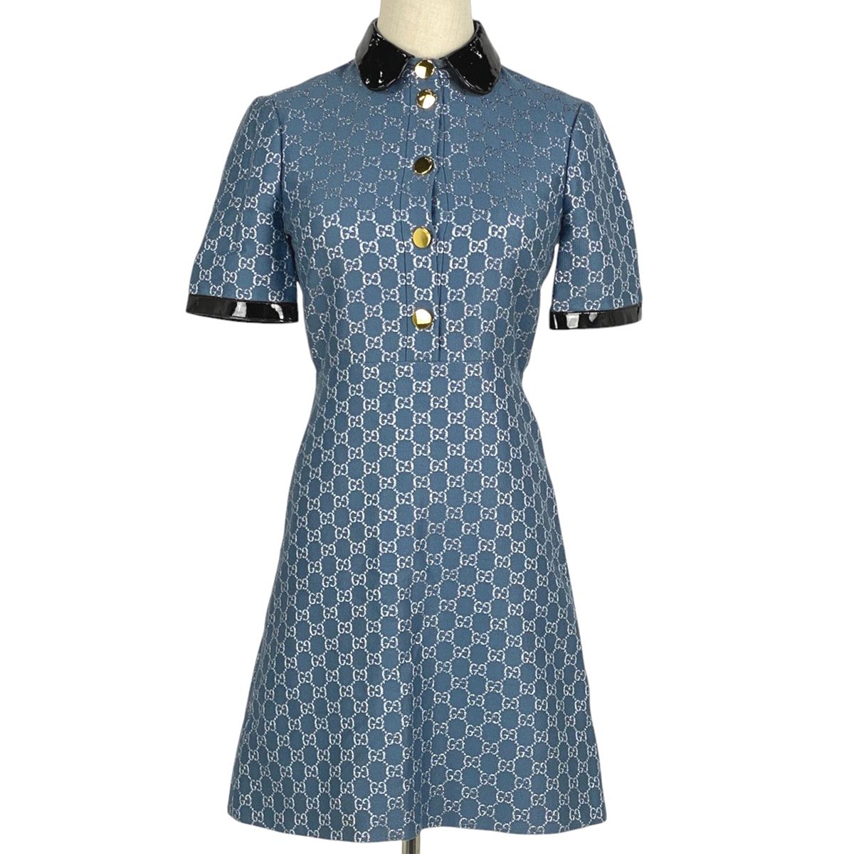 GUCCI Gロゴパターン 半袖ワンピース 36
