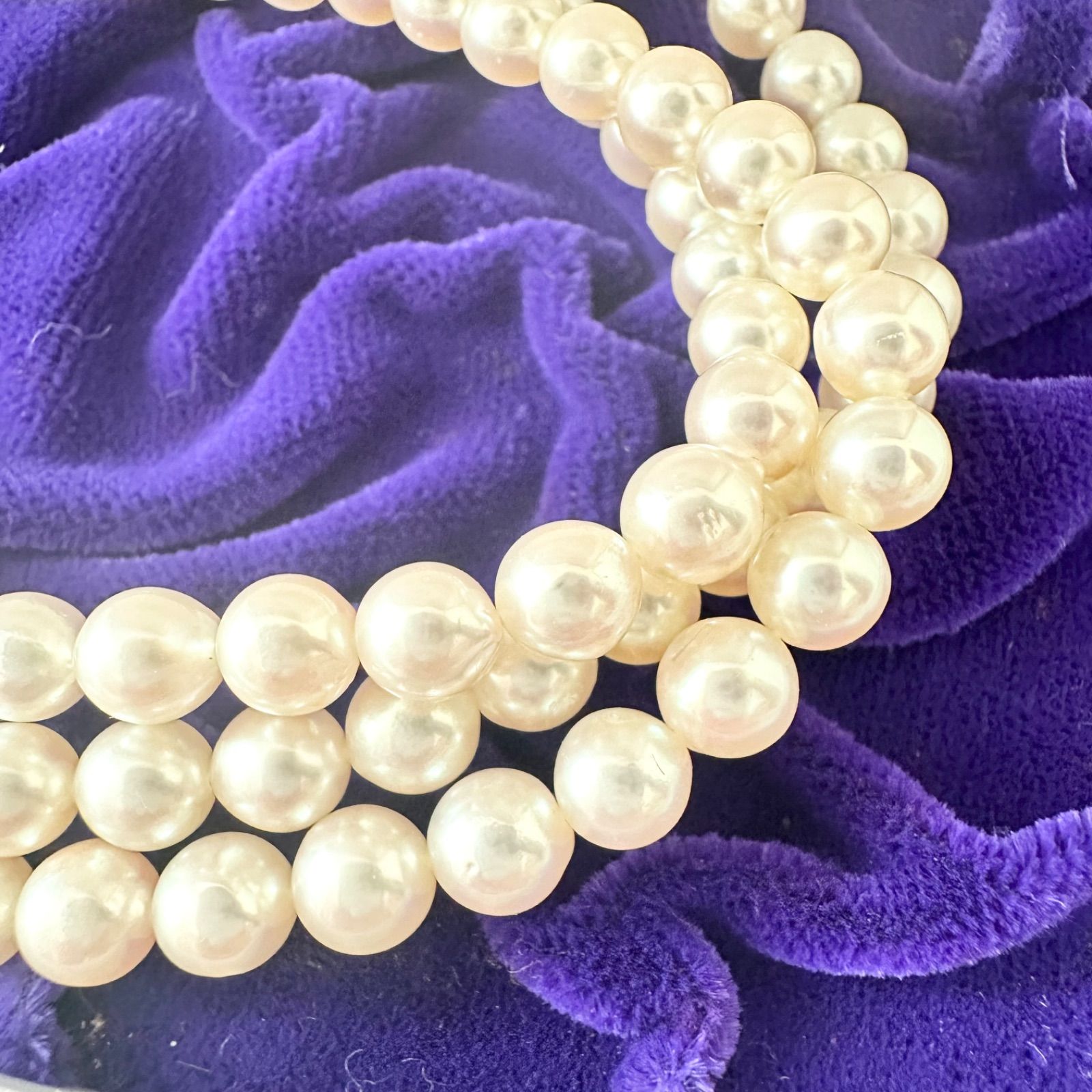 本真珠 あこや真珠 7mm シルバー刻印 薔薇モチーフ ロング