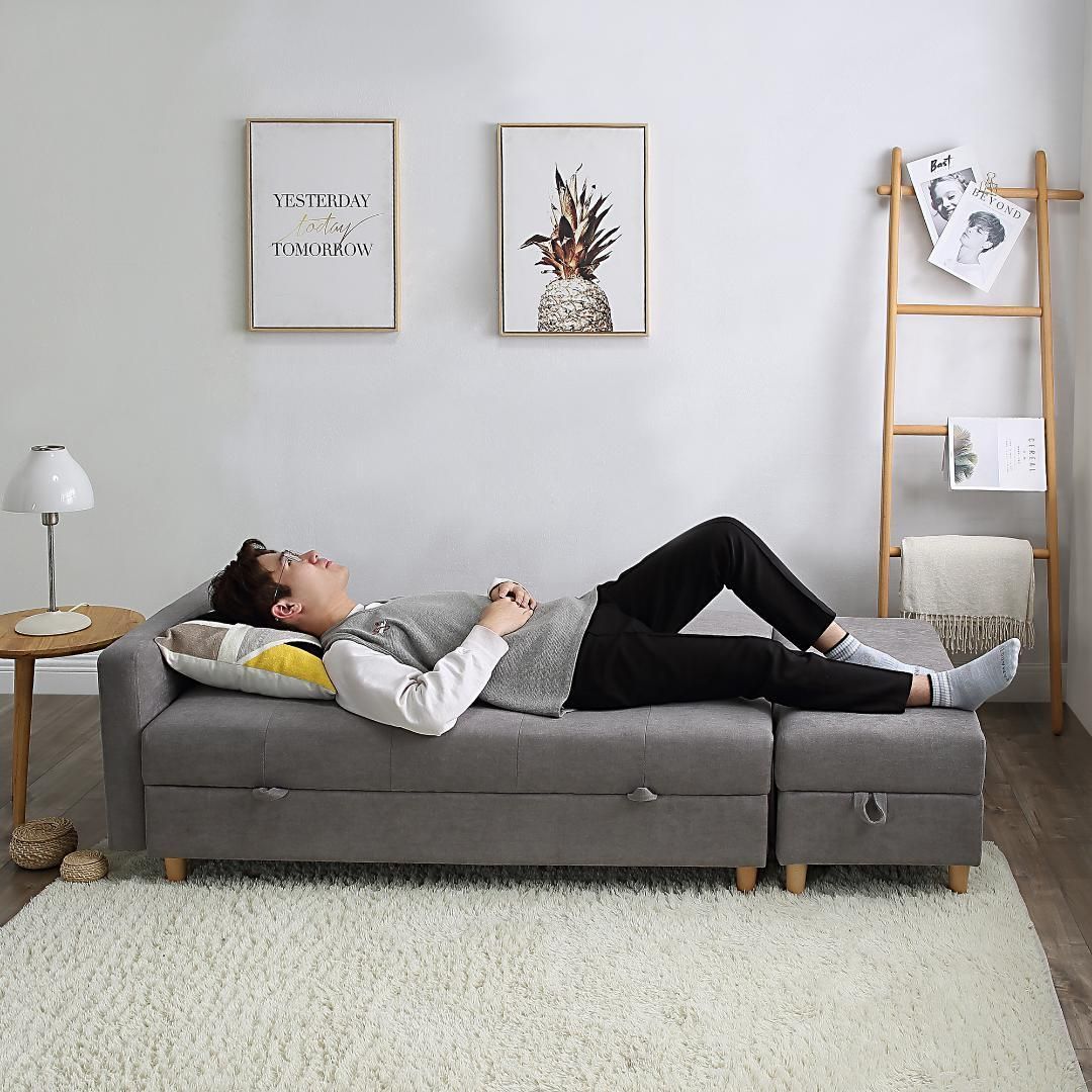高品質 ソファー 3人掛け ソファ 多機能ソファベッド 【グレー