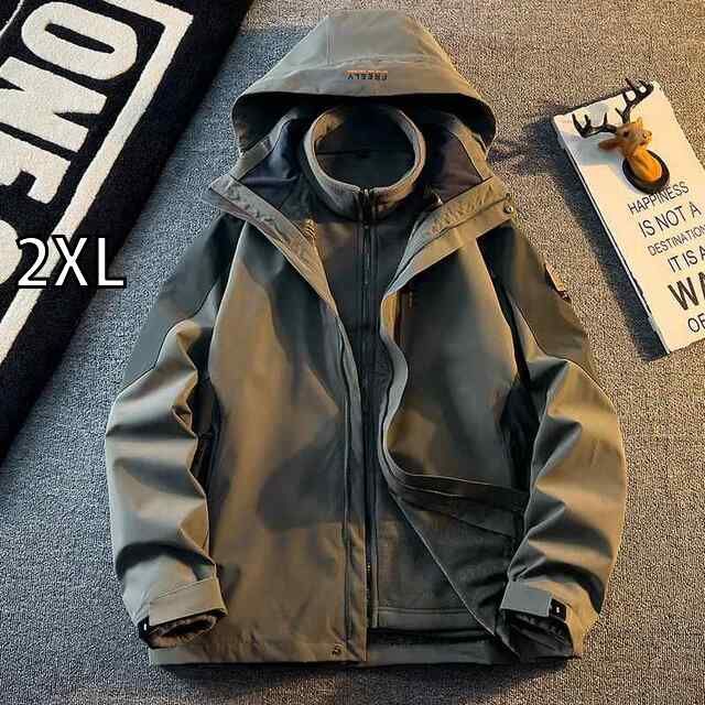 2XL メンズ ファッション 服 男性用 オシャレ シンプル 大人 かっこいい 大きいサイズ ストリート 紳士服 厚手 暖かい ジャケット 防水 防風 スリーワン フリース 登山 ジャケット