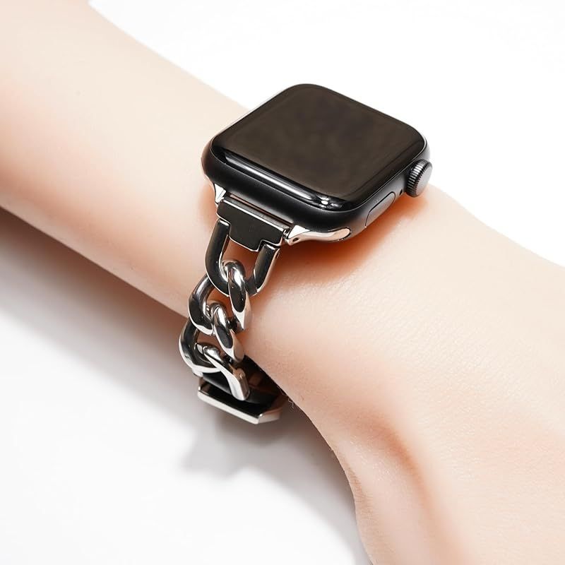 Apple 括ら Watch チェーンバンド シルバー レザーシルバー 38mm