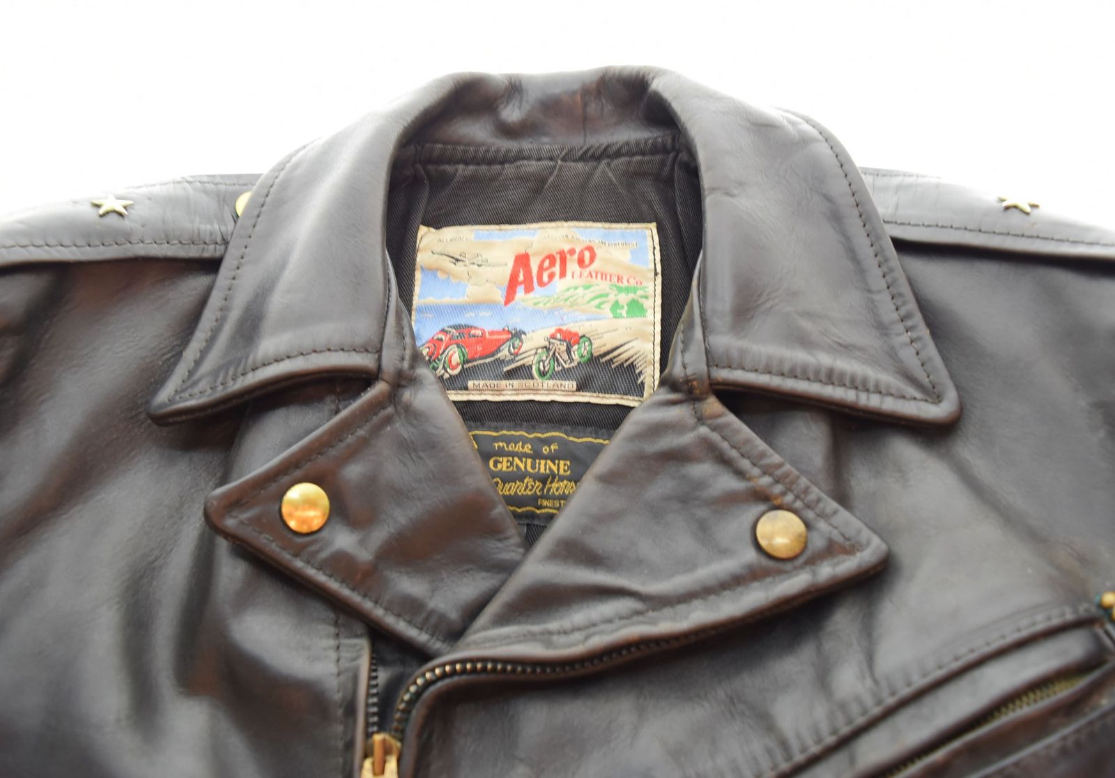 エアロレザー AERO LEATHER ダブルライダース レザージャケット 黒 34