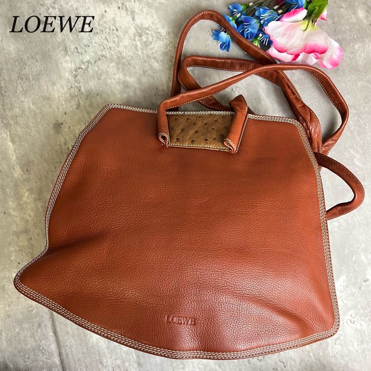 ✨美品✨ LOEWE ロエベ ショルダーバッグ トートバッグ ロゴ型押し 