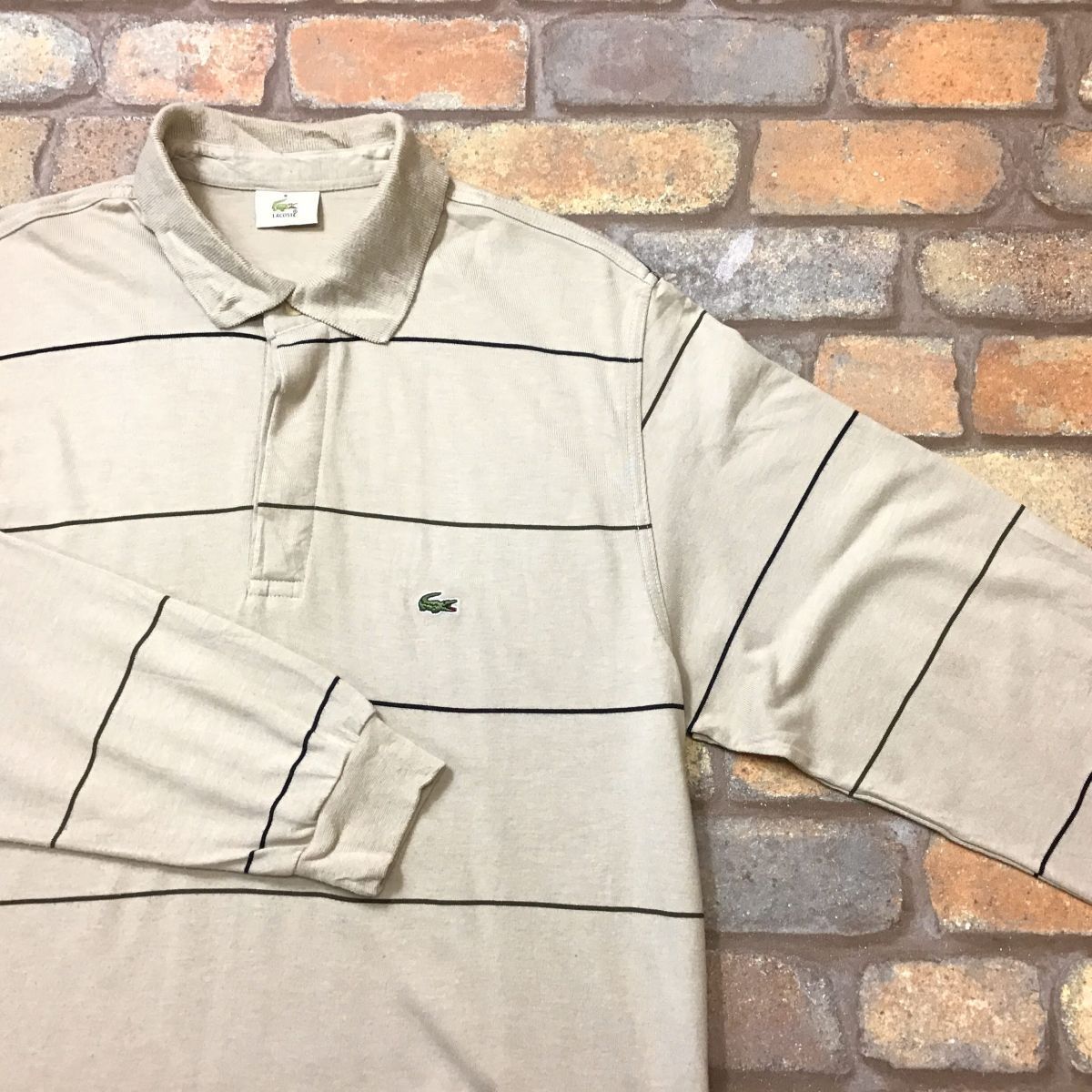 ME9-702☆USA買付☆BIGサイズ☆ベージュ【LACOSTE ラコステ】ボーダー