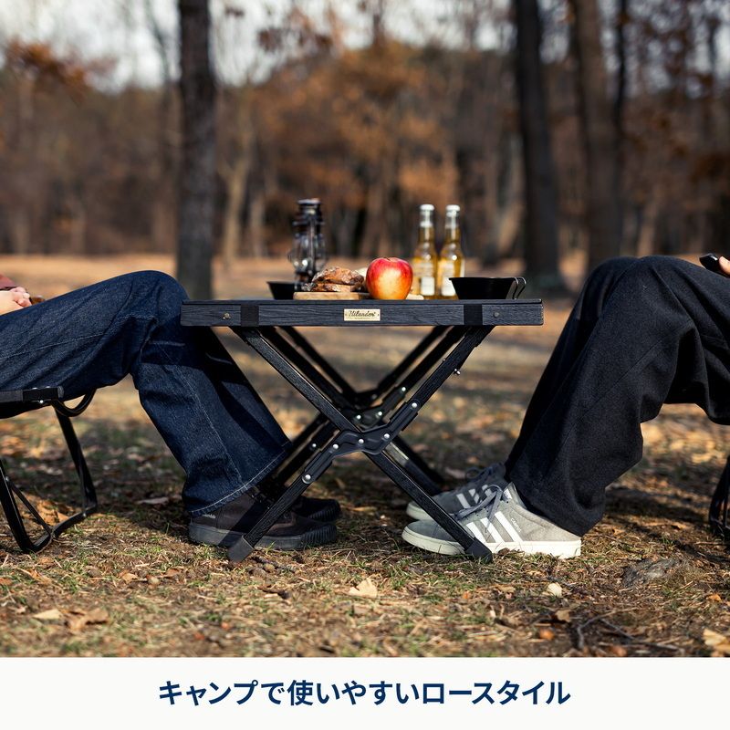 サイドテーブル付　ハイランダー　ウッドロールテーブル　90センチ アウトドア [Hilander(ハイランダー)] ウッドロールトップテーブル