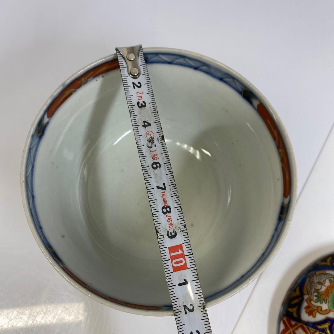 古伊万里 染錦蓋茶碗10客木