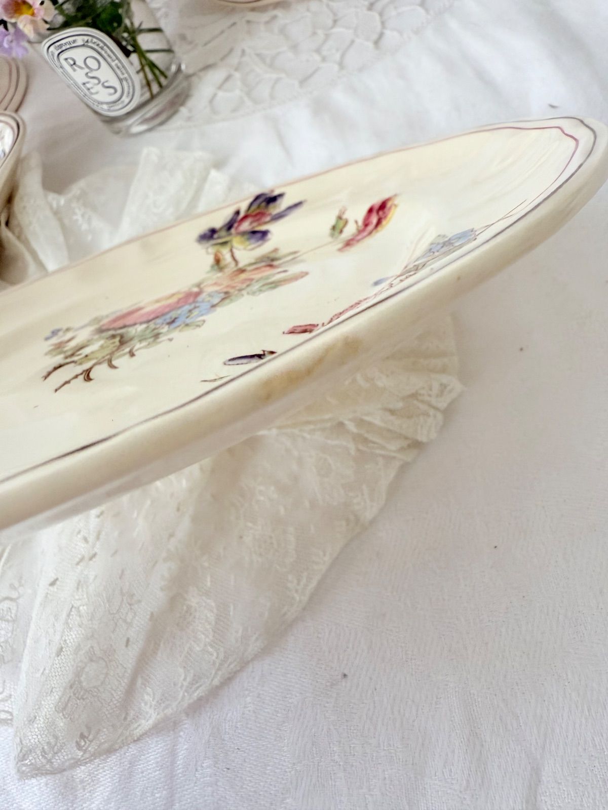 ロンシャン　Longchamp　平皿プレートフランスアンティーク　花 ロンシャン Longchamp 平皿プレートフランスアンティーク 花