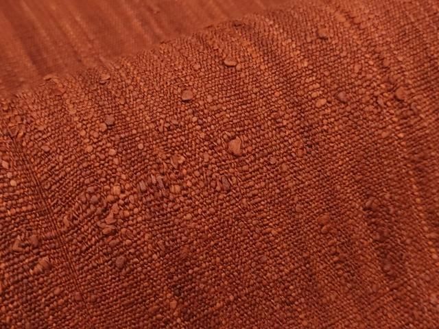 平和屋本店□極上 浦野理一 経節紬 九寸名古屋帯 色無地 赤錆色 逸品  