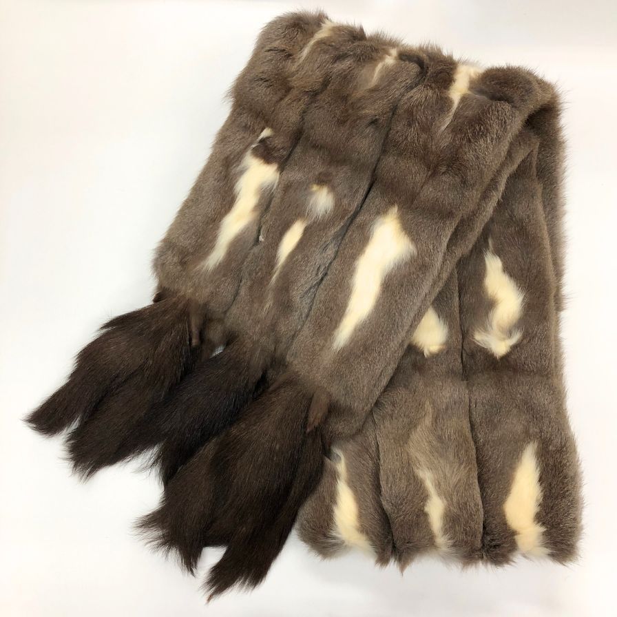 ノーブランド ファー ストール 大判 ブラウン フリンジ付き【AFF21  