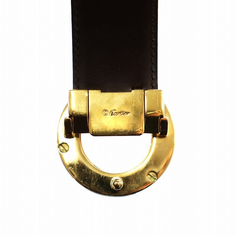 Cartier トリニティ ベルト ハトメ レザー ゴールド色 シルバー色 黒 カルティエ Cartier トリニティ ベルト ハトメ レザー ゴールド色