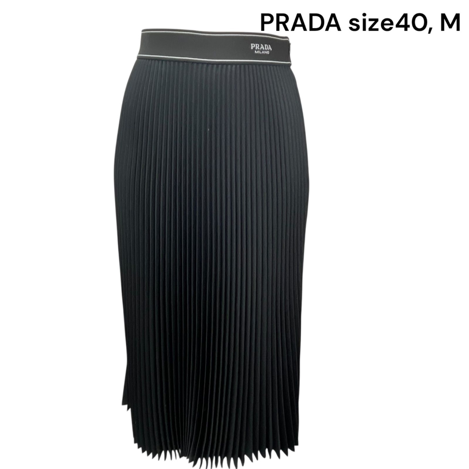 ● □ プラダ PRADA プリーツ ロング スカート ブラック 40 M レディース S5S582