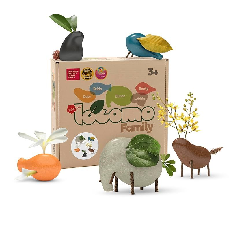 Taksa Toys ロコモファミリーIII 木製動物フィギュア 5体セット - モンテッソーリ ウォルドルフの知育遊び 3歳から7歳以上向け