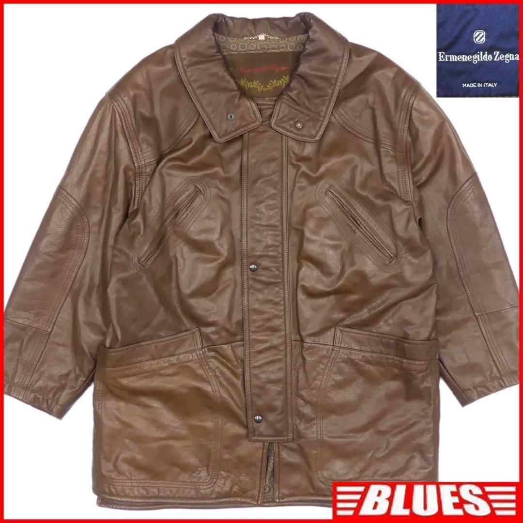 【イタリア製】Zegna レザー トレンチコート 茶 50 レザージャケット イタリア製】Zegna レザー トレンチコート 茶 50 レザー