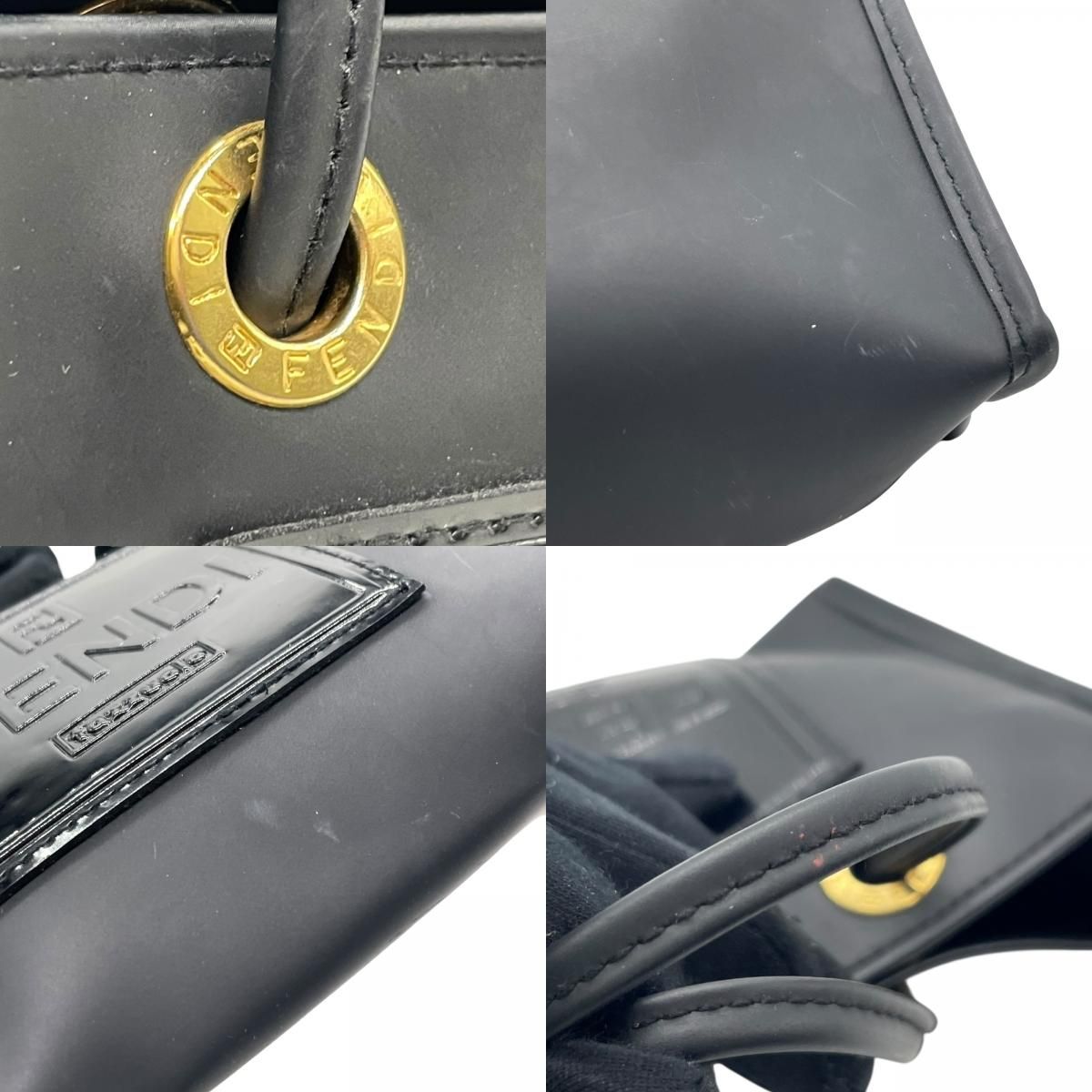 フェンディ FENDI ミニハンドバッグ ポーチ 黒 ブラック PVC ロゴ  