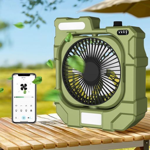 キャンプ扇風機アウトドアDCモーター静音USB充電式首振りタイマー付き