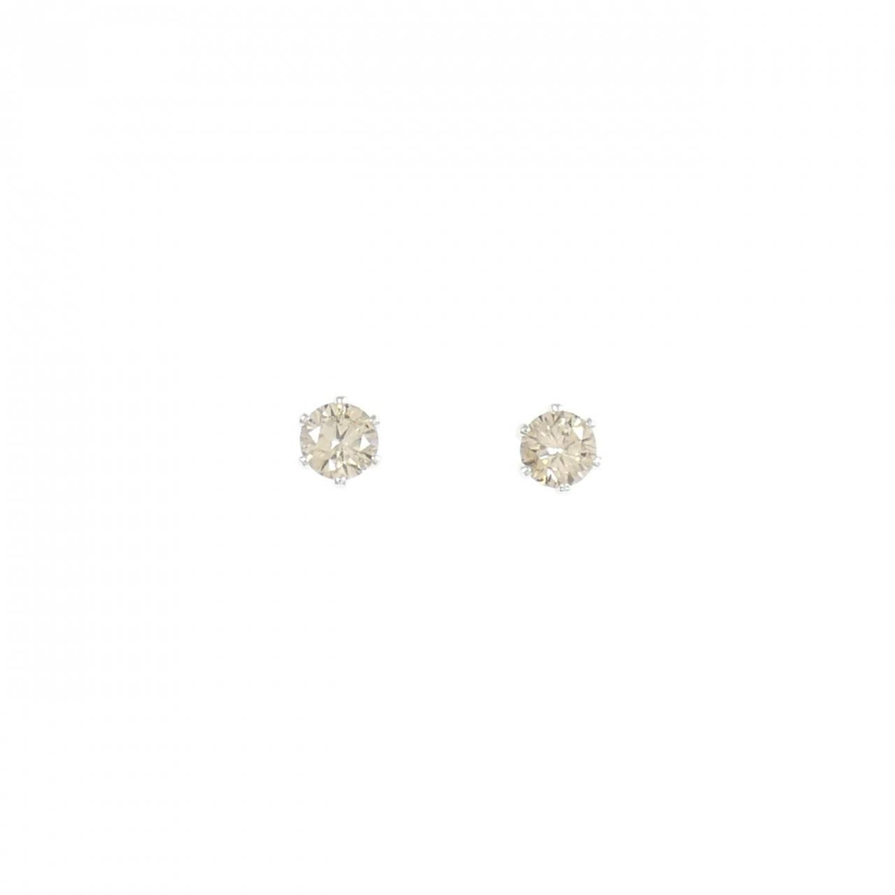K10WG ソリティア ダイヤモンド ピアス 0.20CT