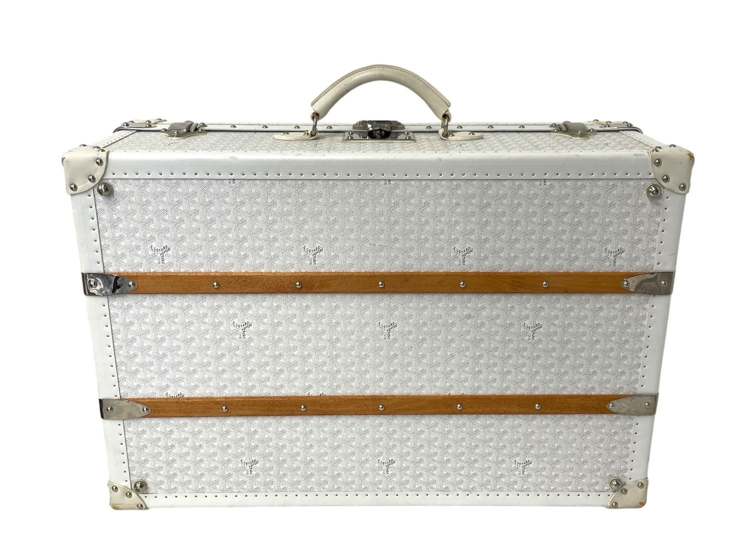 GOYARD ゴヤール パラス トランクケース ヘリンボーン柄 オーダー品 レザー ホワイト 美品 中古 4c068714 - メルカリ