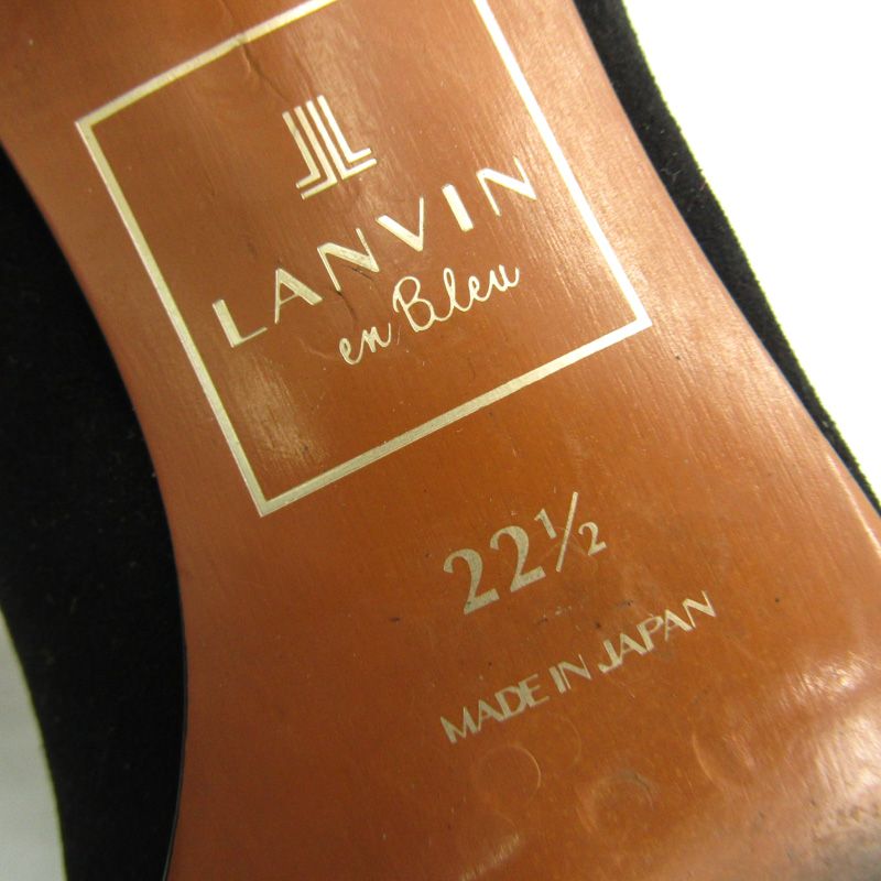 ランバンオンブルー パンプス スクエアトゥ ブランド シューズ 靴 日本製 黒 レディース 22.5サイズ ブラック LANVIN en Bleu 【中古】