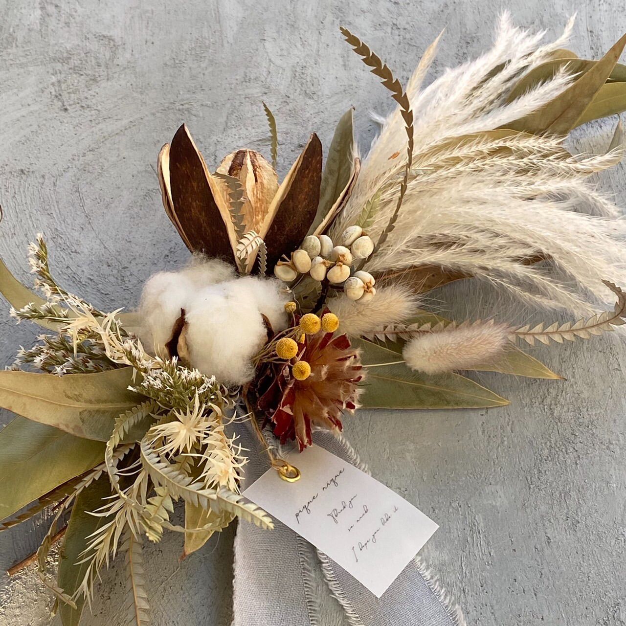 ブラウンcottonとベルガムナッツのスワッグ