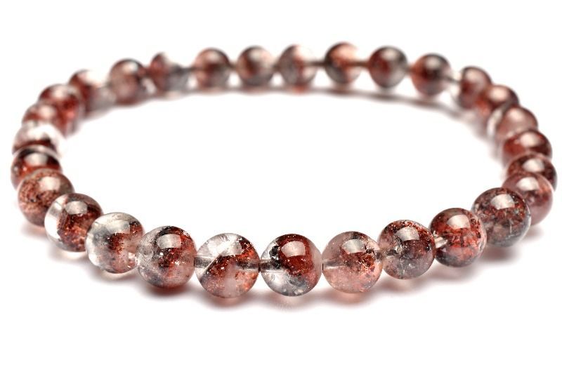 １点物 AAA ピラミッドファントム ストロベリークォーツ レピドクロサイトインクォーツ 6mm ブレスレット パワーストーン 天然石 _MA9180