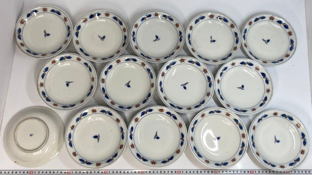 時代 香蘭社 染付赤絵中皿 14枚 タサチ 直径約16.8㎝ 東ま6-0210