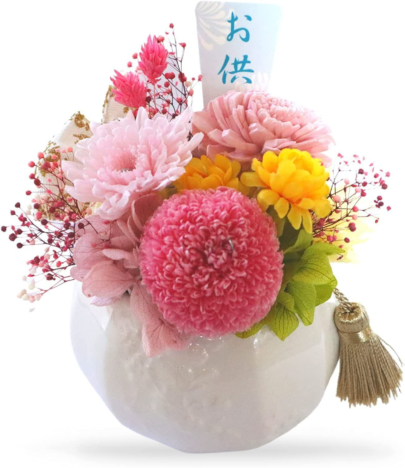 新品 お供え花 プリザーブドフラワー 仏花 枯れない花 アレンジメント 日本製 優華 ピンク メルカリShops
