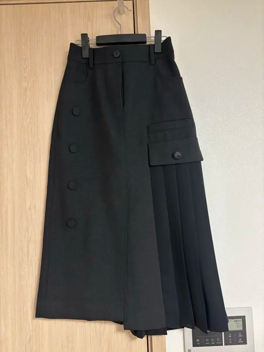 LUCKY CHOUETTE チャコール アシンメトリー プリーツ ロング丈スカート 36